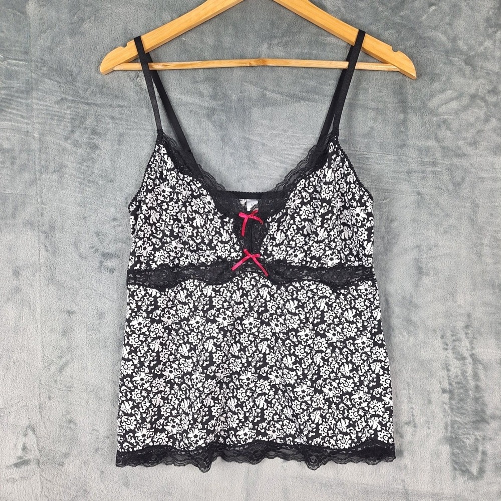 Womens Top XL Babydoll Y2K Floral Lace Coquette Cami‎ Fairy Grunge Whimsigoth